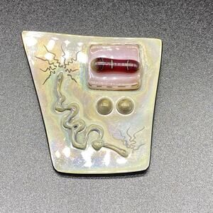 Vintage Mark Russel Abstract Glass Brooch Pin Artisan Signed